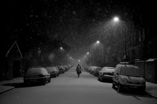 Walk in the dark snow